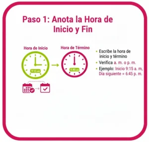 Paso 1 Anota la Hora de Inicio y Fin