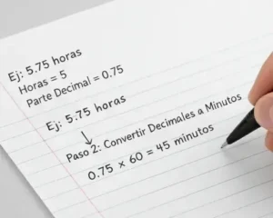 Paso 2: Convertir Decimales a Minutos