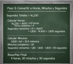 Paso 3 Convertir a Horas, Minutos y Segundos
