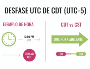Desfase UTC de CDT (UTC-5)