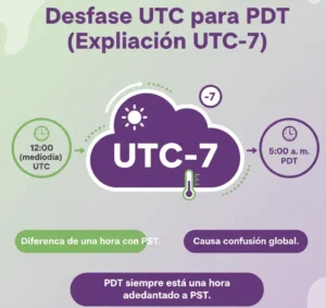 Desfase UTC para PDT (Explicación UTC-7)