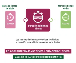 Relación entre marca de tiempo y duración del tiempo